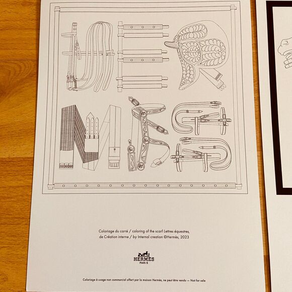 Hermes Coloring Paper - Hermes Coloriage du carre Coloring of the scarf Lettres - Picture 3 of 7